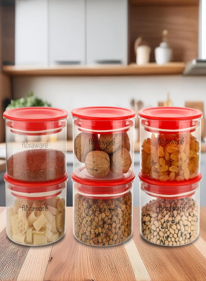 Floraware Plastic Storage Jar and Container Set I Air Tight & BPA Free Containers for Kitchen Storage Set I Grocery Kitchen Container Set I Multipurpose Jar, 600 Ml Each, Set 6, Red - Image 5